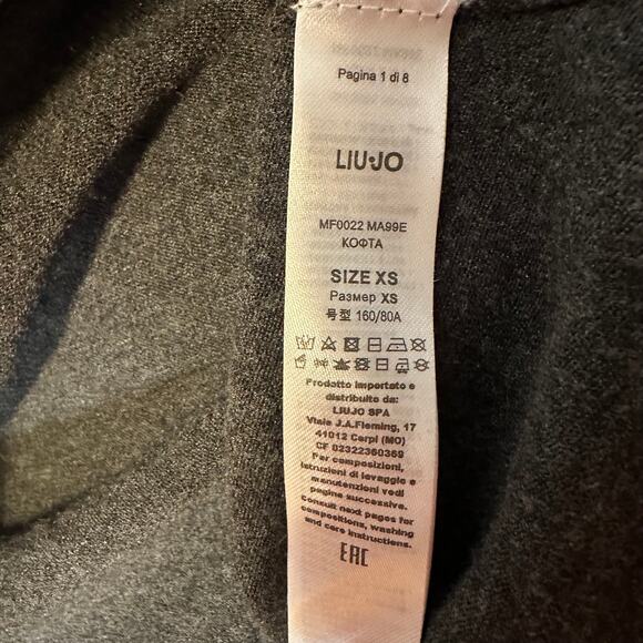 LIU JO Gray Shimmer Glitter Ruffle Open Cardigan Sweater Women's XS - Picture 8 of 9